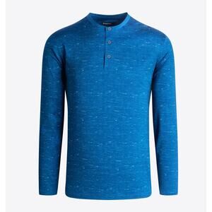 Bugatchi Chambray Performance Long-sleeve Henley Teal Men's Size XXL NEW